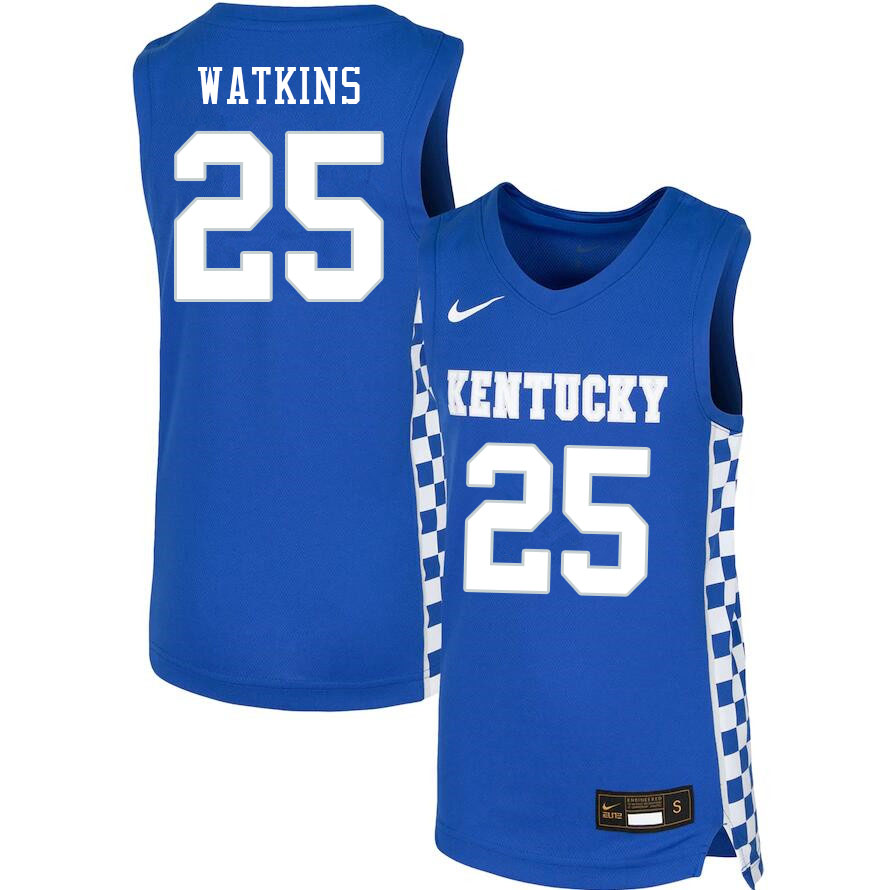 Men #25 Kareem Watkins Kentucky Wildcats College Basketball Jerseys Sale-Blue
